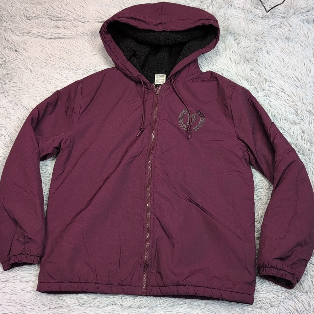 Pink Victoria Secrets Jacket Womens S Hood Zip Up‎ Logo Athletic Comfort Casual